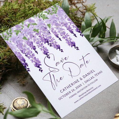 Photo Save The Date Watercolor Wisteria Wedding