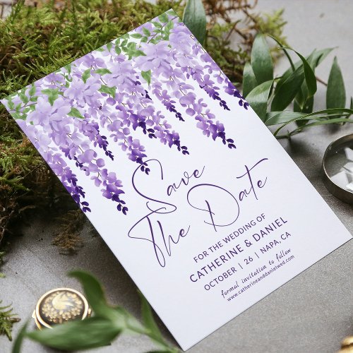 Photo Save The Date Watercolor Wisteria Wedding
