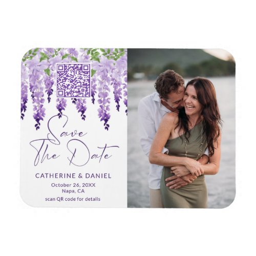 Photo Save The Date Watercolor Wisteria Wedding Magnet