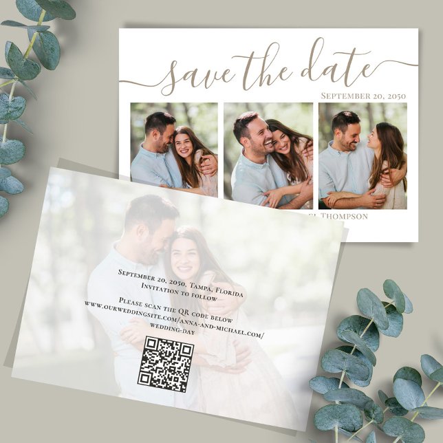 Photo Save the Date Wedding Simple (Wedding save-the-date photo card with a scannable QR code. )