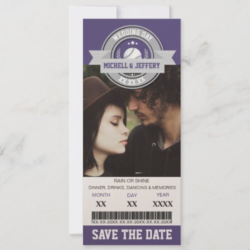 Photo Save The Date Wedding Sports Ticket
