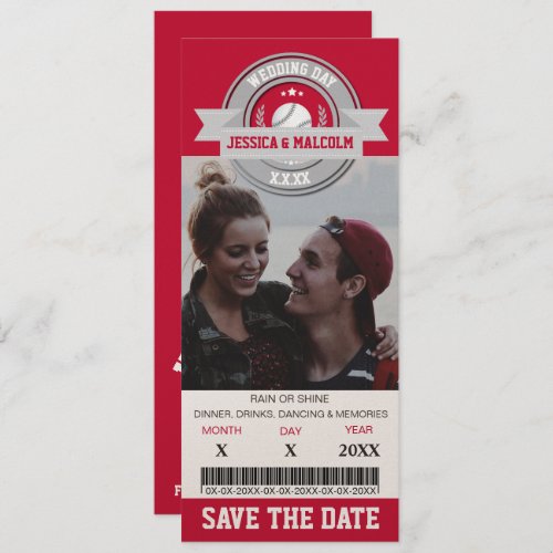 Photo Save The Date Wedding Sports Ticket Invitation