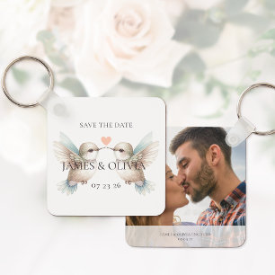 Photo Save the Date Wedding Themed Keychain