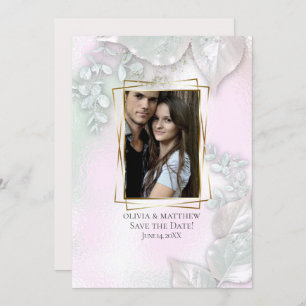 PHOTO SAVE THE DATE    Wispy Pink Shimmer Invitation