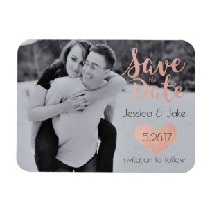 Photo Save the Date with Rose Gold Magnet