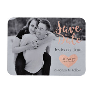 Black And White Photo Refrigerator Magnets Zazzle Photo Save The Date With Rose Gold Magnet