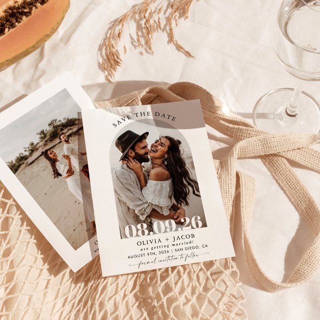 Photo Save the Dates, Modern Minimalist Boho Invitation (Creator Uploaded)