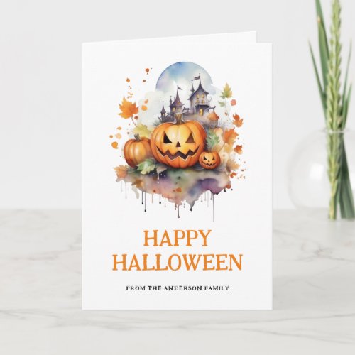 Photo Scary Pumpkins Happy Halloween Card