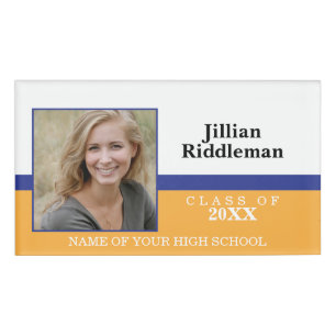 Photo School Reunion - Blue and White  Name Tag