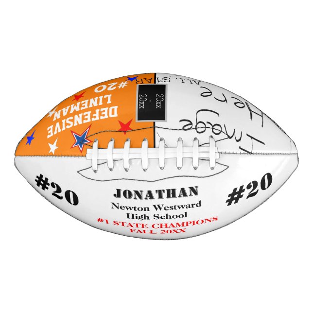 Photo School TeamChampions Name Orange Football (Front)