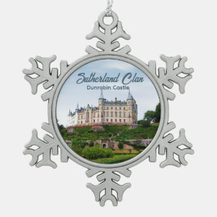 Photo: Scottish Sutherland Clan's Dunrobin Castle Snowflake Pewter Christmas Ornament