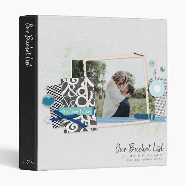 Photo Scrapbook Our Bucket List Couple Keepsake 3 Ring Binder (Front/Spine)