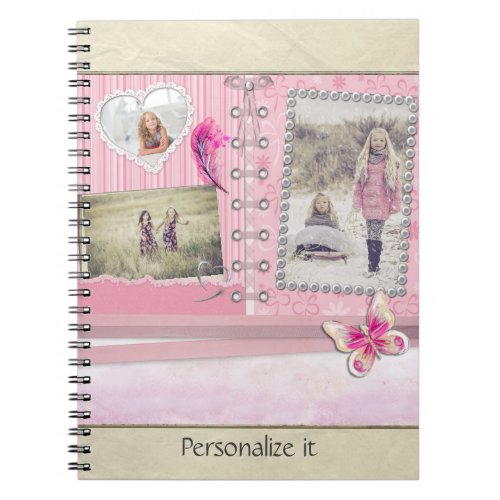 Photo Scrapbook Page Shades of Pink Notebook