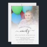 Photo Script 90th Birthday Party Invitation<br><div class="desc">Photo Script 90th Birthday Party Invitation. Available digitally and printed. A minimalist fully customisable design for ninetieth or any age birthday party,  Simply replace the sample photo with your own favorite and personalise the text as required</div>