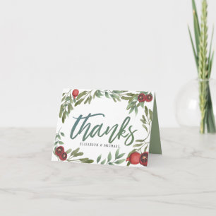 Photo Script Burgundy Modern Pomegranate Wedding Note Card