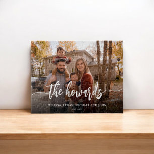 Photo Script Calligraphy Family Jigsaw Puzzle
