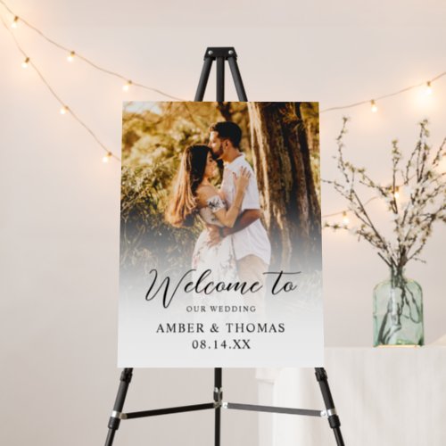 Photo Script Font Personalize Wedding Welcome Sign