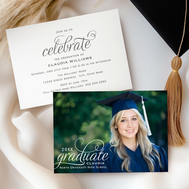 Photo Script Graduate Graduation Party Invitation (Creator Uploaded)