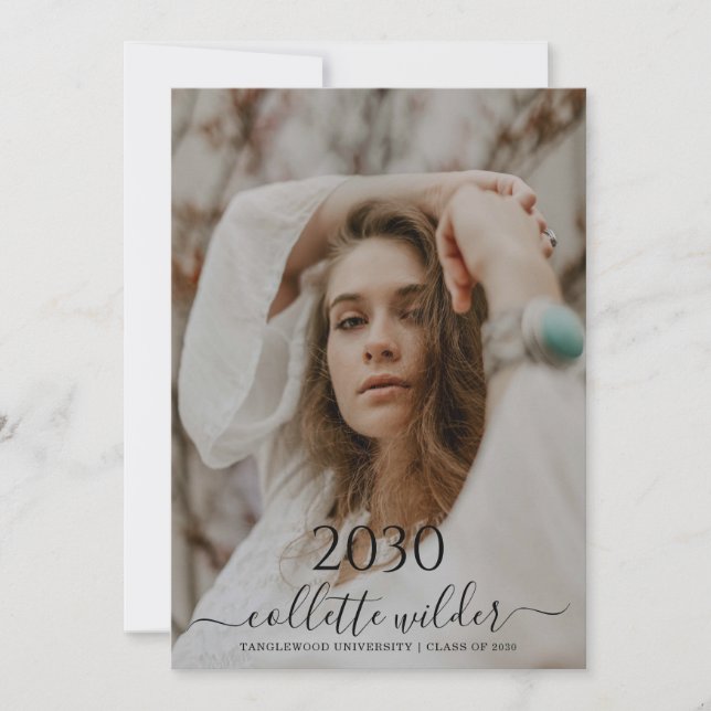 Photo Script Graduation Party Invitation (Front)