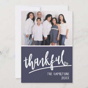 Photo Script Heart Thankful Thanksgiving Holiday Card