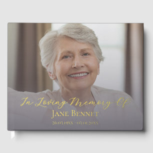 Photo Script In Loving Memory Memorial Foil Guest Book