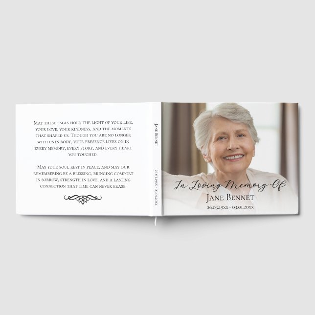 Photo Script In Loving Memory Memorial  Guest Book (Full)