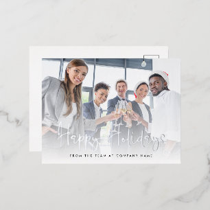 Photo Script LOgo QR Code Happy Holidays Real Foil Holiday Postcard