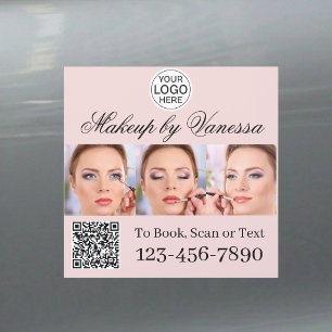 Photo Script Logo QR Code Photo Blush Pink Makeup Car Magnet