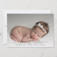 Photo Script Name Birth Announcement