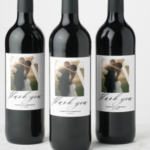 Photo Script Thank you Photo Wedding Wine Label