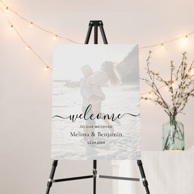 Photo Script Wedding Welcome Sign (In Situ (Stand))