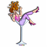 Photo Sculpture - Girl in Martini Glass, Lil Red<br><div class="desc">Inspired by the classic pin up girls of the forties and fifties Little Red - Girl in a Martini Glass brings a Twist of Humor and a Splash of Cartoon Fun to Happy Hour. Little Red, a Titian haired Martini Diva is an adorable cocktail garnish happily splashing in a martini...</div>