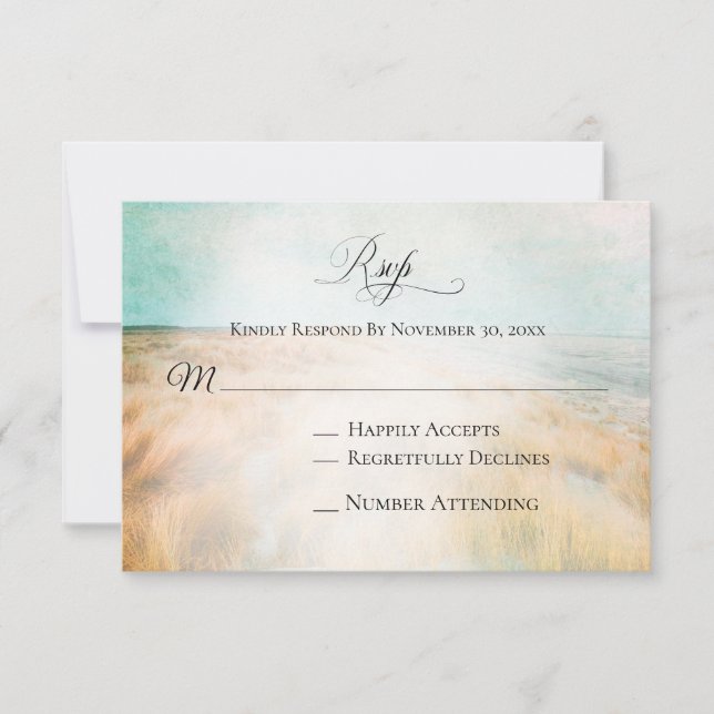 *~* Photo Sea Dune Beach Grass -  Wedding RSVP (Front)