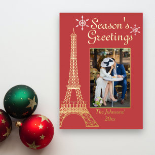 Photo Season's Greetings Red Couple's Christmas Foil Holiday Card
