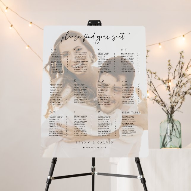 Photo Seating Chart Wedding Reception Table Sign (In Situ (Stand))