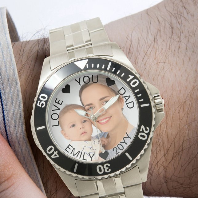 Photo Semi Transparent Border Overlay Dad Watch (Photo Gift for New Dad)