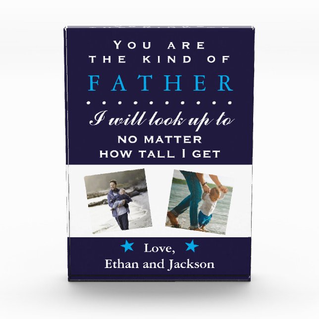 Photo Sentimental Fathers Day Birthday Glass Block (Front)