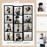 Photo Sequence Custom Big Birthday Card 18" x 24"<br><div class="desc">Say "Happy Birthday" with this retro photo sequence card! It is styled as a film photography 'contact sheet' and contains 12 of your own photos and one big photo inside. The small text on the contact sheet is personalized with the birthday age and year, along with the recipient's name at...</div>