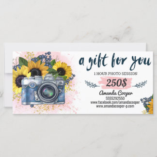 Photo session gift card Photography Gift Certific