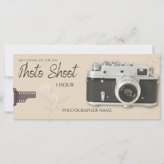 Photo session, photo shoot biege gift card,