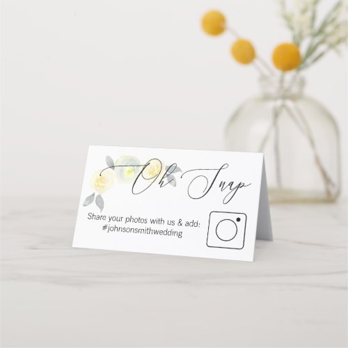 Photo Share Folded table card yellow Floral