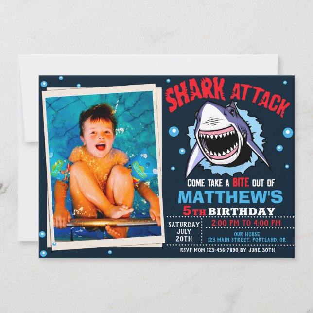 Photo Shark attack birthday invitation (Front)
