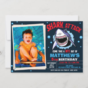 Photo Shark attack birthday invitation