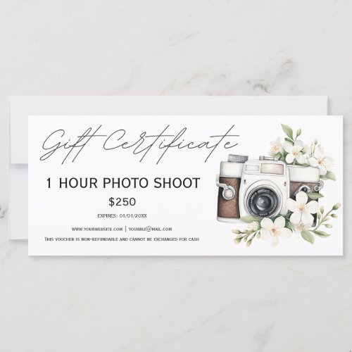 Photo shoot session voucher gift certificate 