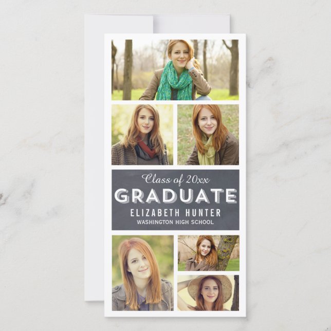 Photo Showcase CHALKBOARD Graduation Photo Cards (Front)