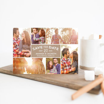 Photo Showcase Collage Save The Date Card by berryberrysweet at Zazzle