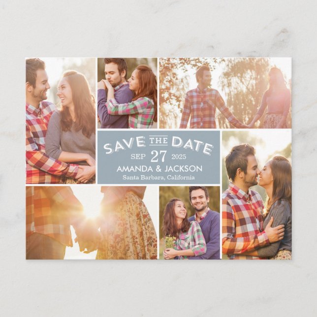 Photo Showcase Editable Color Save The Date Postcard (Front)