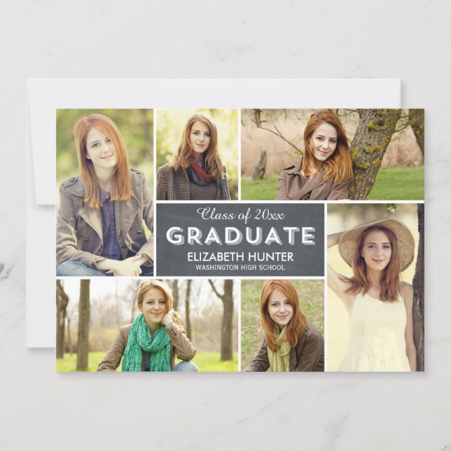 Photo Showcase Graduation Invitation - Chalk (Front)