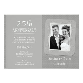 Photo Silver 25th Wedding Anniversary Invitation