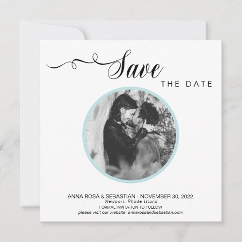 *~* PHOTO Simple Aqua Blue  Wedding Save The Date
